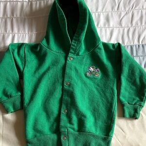 Green Kids Hoodie with Embroidered Notre Dame Logo
